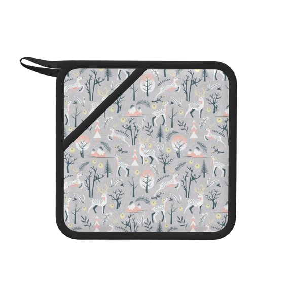 Xecao white Moose winter tree for Silicone Trivet Mats - Heat Resistant Pot Holders, Multipurpose Non-Slip Hot Pads