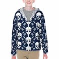 thumbnail image 1 of Xecao white arrow Skull Print Fishing Shirts for teenager Long Sleeve UV Sun Protection Hoodie with Zipper Outdoor Hiking Shirts-Small, 1 of 7