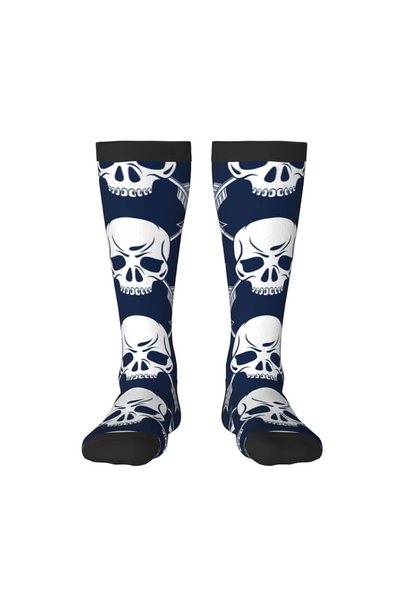 white arrow Skull print thigh-high socks, crafted for both men and women with a stretchy, high-opaque design perfect for daily wear