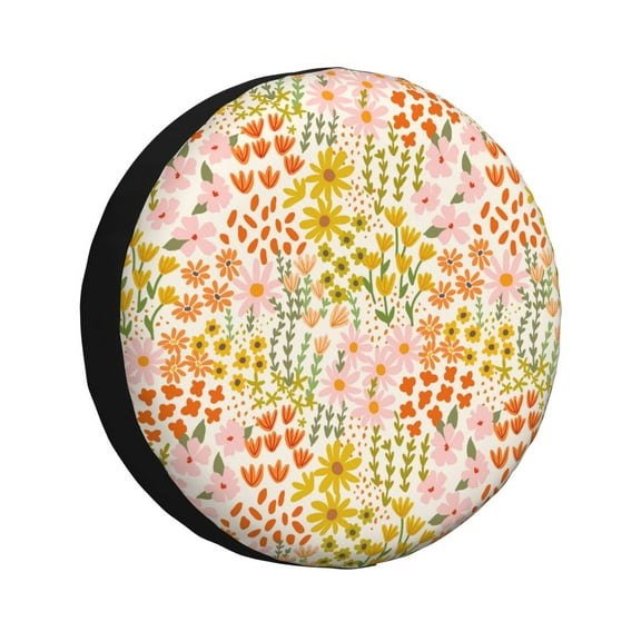 Xecao wild meadow flowers for Tire Covers: Waterproof, dust-proof, and universally fitting for trailers, SUVs-14 inch