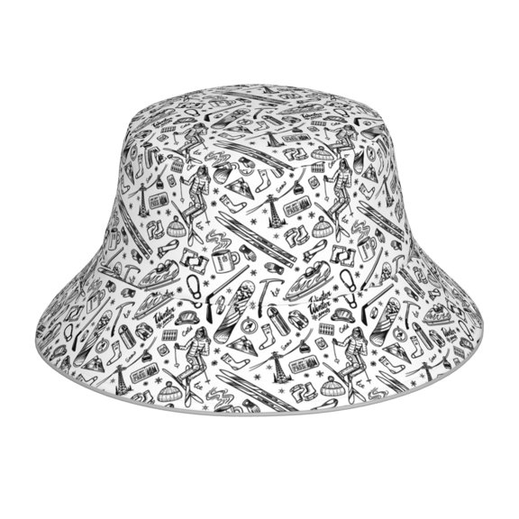 Xecao winter Ski Element Print Men and Women Night Reflective Hat Runner Cap Visor Bucket Hat Boonie Cap