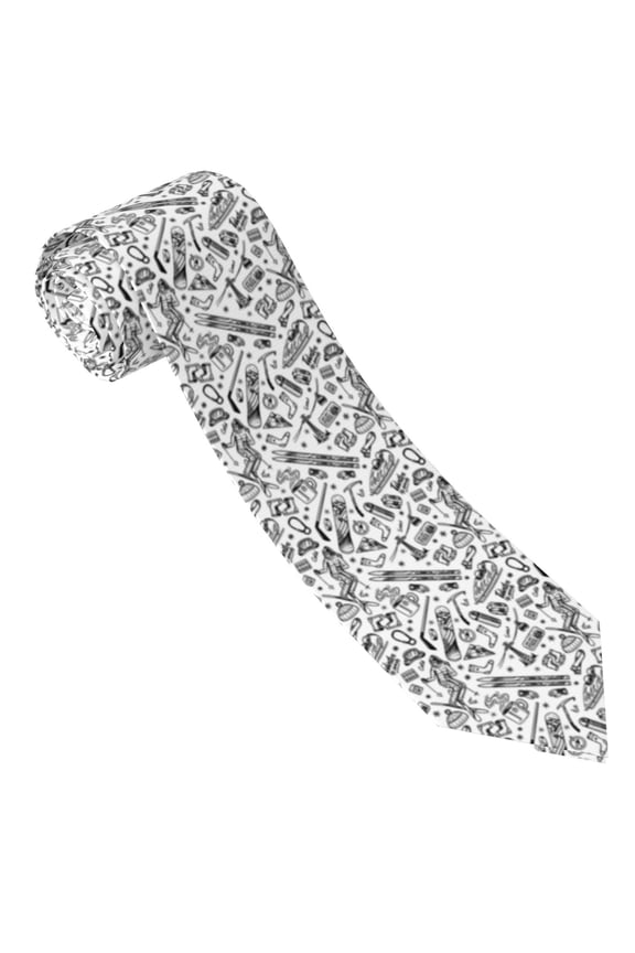 winter Ski Element Print Tie For Men Necktie Woven Jacquard Neck Ties,Classic Men's Tie