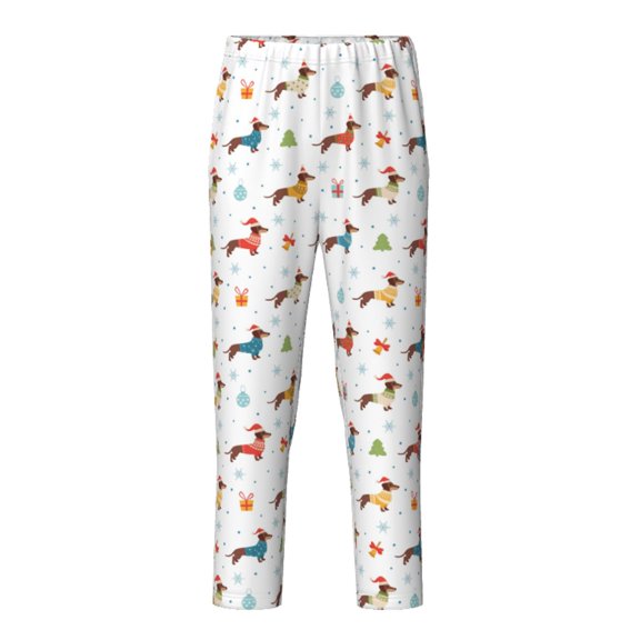 Xecao winter Snowflake Dachshund Print Teenagers' Pajama Pants Long Sleep Pants Soft Elastic Waist Pajama Bottoms Elastic waist with 2 Pockets 5-16 Years-Medium