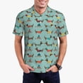thumbnail image 1 of Xecao winter ski Dachshund Mens' Casual Short Sleeve Button-Down Polo Shirts for a Classic Golf Shirts-4X-Large, 1 of 6