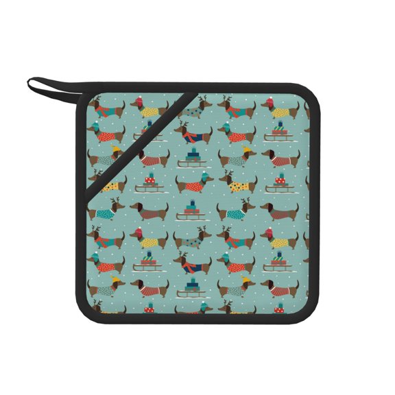 Xecao winter ski Dachshund for Silicone Trivet Mats - Heat Resistant Pot Holders, Multipurpose Non-Slip Hot Pads