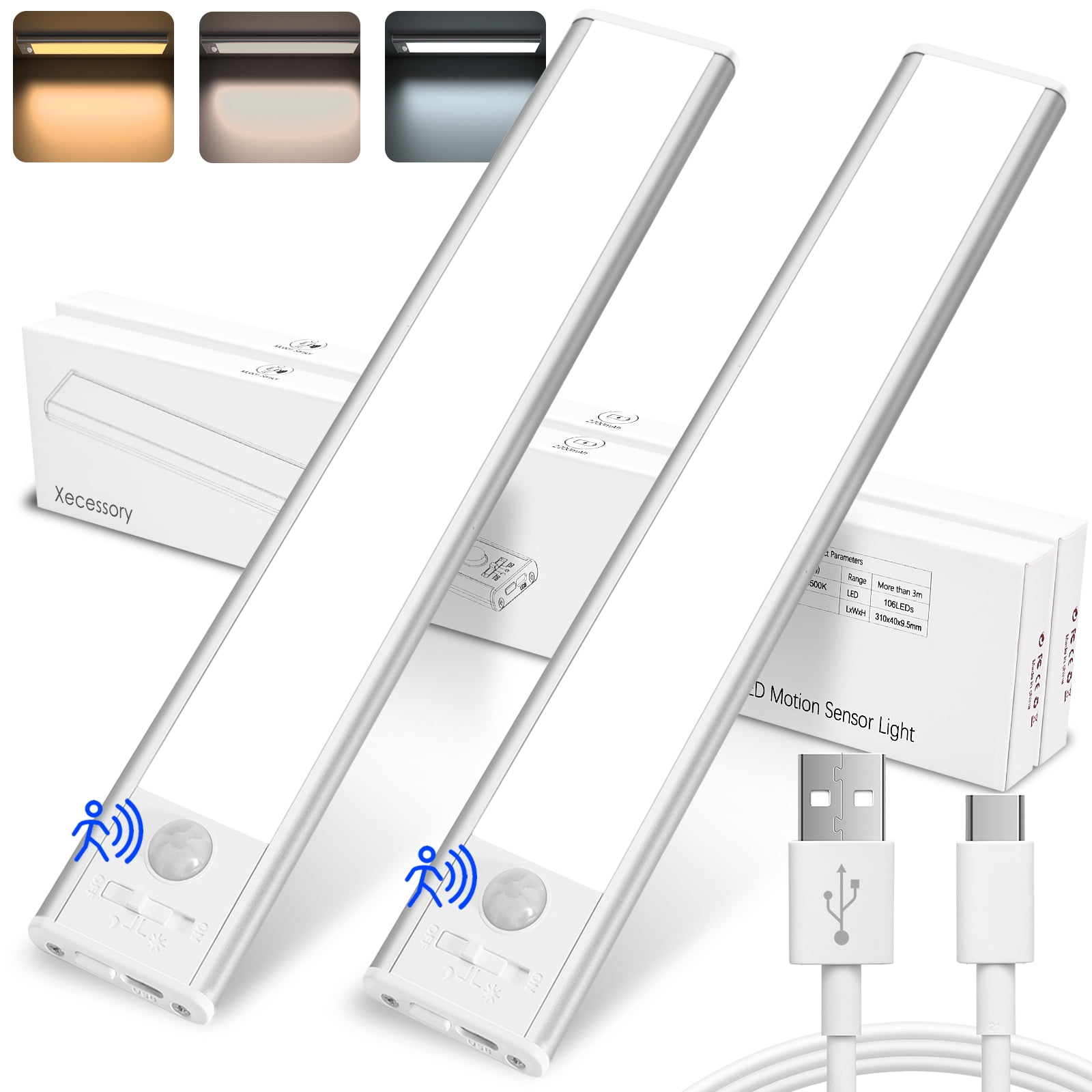 Xecessory Under Lights, USB Rechargeable Closet Lights with