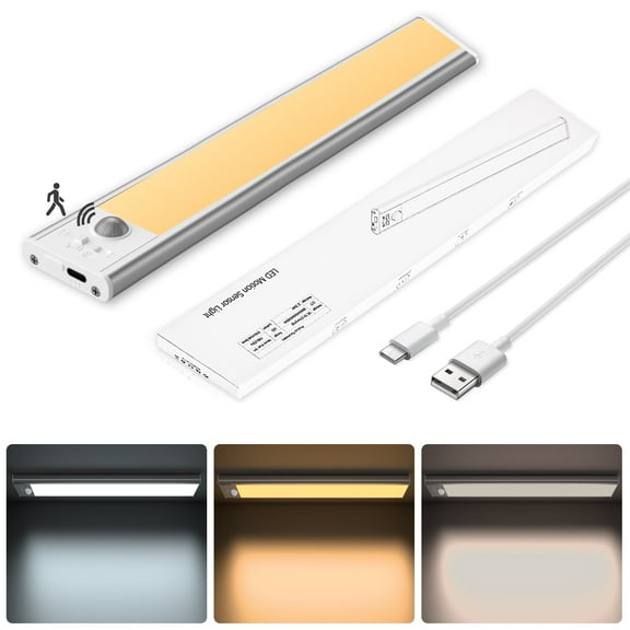 Xecessory Under Cabinet Lights, USB Rechargeable Closet Lights with Motion Sensor, Wireless Under Counter Lights with Stick-On Magnetic for Kitchen Hallway