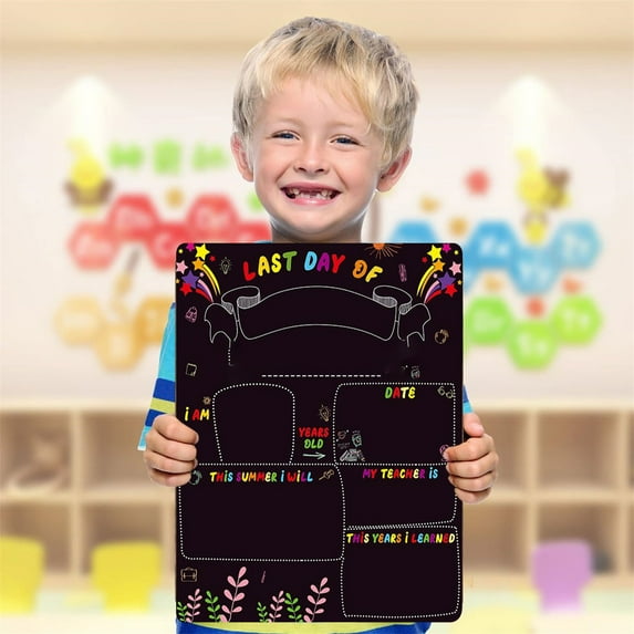 Xechzx Back to School Supplies, First Day of School Sign, Reusable for Years to Come, Easy to Erase, 1Pc Double-Sided Fun First and Last Day of School Board, Sturdy & Reusable