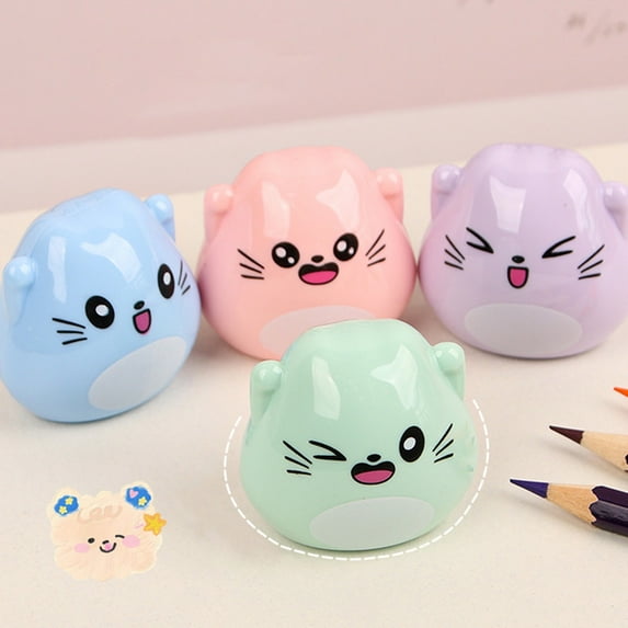 Xechzx Pencil Sharpener, 5Pcs Pencil Sharpener Manual, Handheld Pencil Sharpener, Pencil Sharpener Manual, Cute Colored Hand Held Pencil Sharpeners with Lid, Double Holes