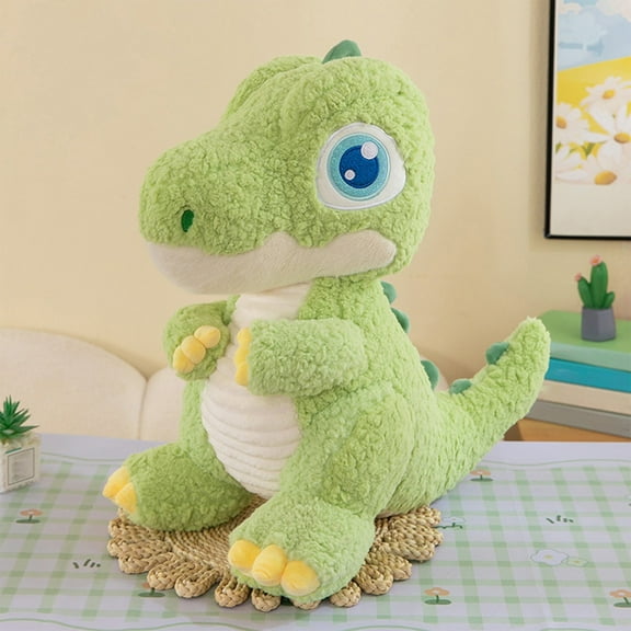Xecvkr 12 Inch Large Eyed Dinosaur Plush Toy Stuffed Animal Soft Cuddly Pillow Doll Green Yellow Plushie for Kids Boys Girls Birthday Gift
