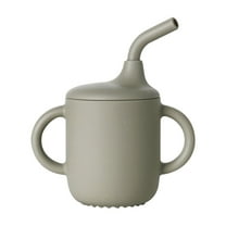 Xecvkr 160ml Silicone Sippy Cup with Straw and Handles Non Spill Leak Proof for Babies Toddlers Training Cup Dishwasher Safe