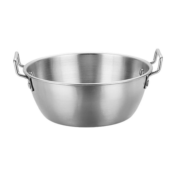 Xecvkr 304 Stainless Steel Double Handle Salad Bowl with Wide Rim for Mixing Serving Pasta and Fruit Modern Kitchen Dining Ware