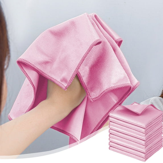 Xecvkr 9-Pack Microfiber Glass and Mirror Cleaning Cloths, Thickened Lint-Free Screen Polish Towels, Blue Gray Pink Multi-Surface Dusting Rags