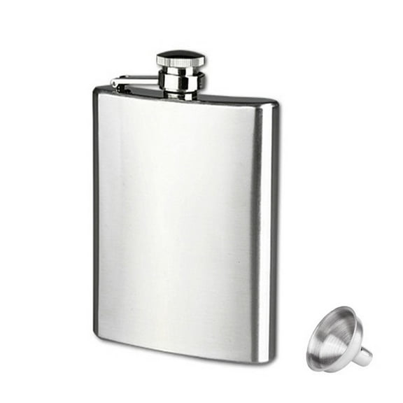 Xecvkr 9oz Stainless Steel Hip Flask with Funnel, Pocket Whiskey Liquor Bottle, 15x9.5x2.2cm, Silver, Screw Cap, for Travel and Outdoor Use