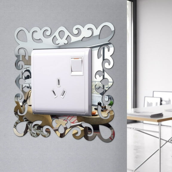 Xecvkr Acrylic Mirror Square Switch Sticker Wall Art Removable Modern Self Adhesive Light Switch Panel Cover Home Decor 5.9x5.9in 1pc