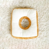 Xecvkr Adjustable Soft Recovery Collar for Cats Dogs Post Surgery Cone Neck Protector Bread Shaped Washable Cotton Pet Donut Pillow Yellow