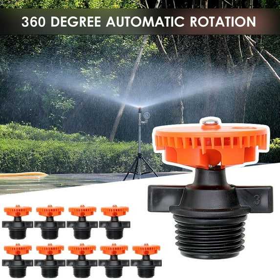 Xecvkr Agricultural and Lawn Irrigation, 10 PCS 4-minute Automatic 360 Degree Rotating Nozzle Atomization Cold Sprinkler with Multiple Connection Ways, Long Service Life, and Suit