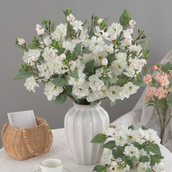 Xecvkr Artificial Flowers Imitation Flower Rose Five Fork Large Living Room Arrangement Modern Stylish Art Photography Background Elegant Fresh Easy Care Realistic Home Decor 1 Pack White