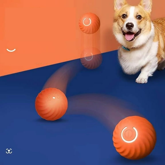Xecvkr Automatic Jumping Ball Toy for Pets Interactive Dog Cat Plaything with LED Lights USB Rechargeable Two Speed Modes Chew Resistant Material Entertainment