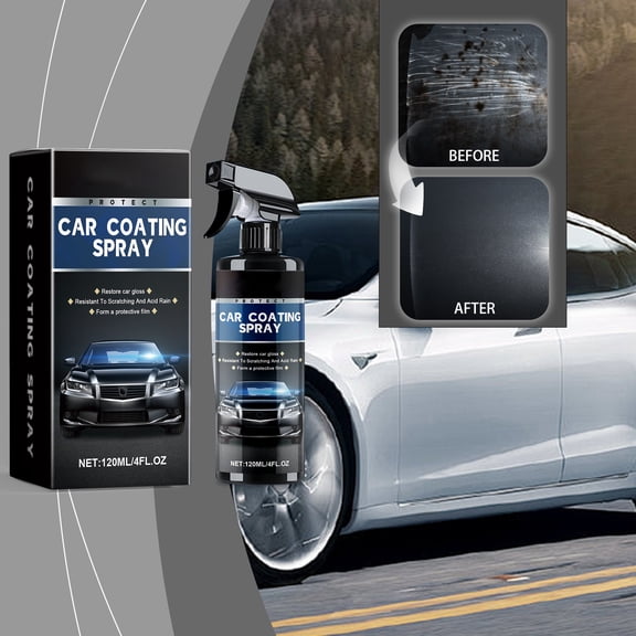 Xecvkr Automotive Ceramic Glass Coating Agent Window Rainproof Bright Glossy Spray Anti-Fouling Fast Application Scratch Protection Heat Resistant 120ml 4.5x11cm 1 Pack