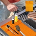 thumbnail image 1 of Xecvkr BBQ Grill Mat Outdoor Camping Protective Pan Kitchen Side Rack Portable MultiUse Silicone Reusable Heat Resistant 15.98x11.50in, 1 of 6
