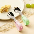 thumbnail image 1 of Xecvkr Baby Training Spork Short Handle Stainless Steel Fork Spoon Set Early Learning Secondary Self Feeding Toddler Child Dining Practice Durable 1 Set Pink, 1 of 7