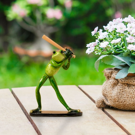 Xecvkr Baseball Resin Frog Artwork Sculpture TV Cabinet Wine Cabinet Decoration Hand-Painted Weather Resistant Gift Home Garden Yoga Desk Bedroom Living Room 1pc