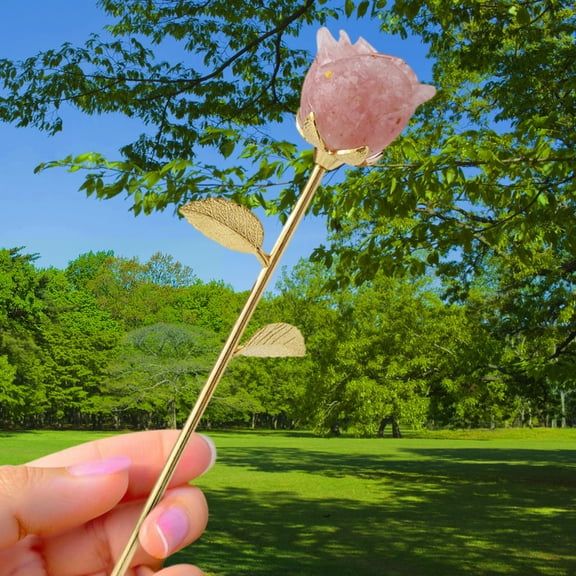 Xecvkr Beautiful Artificial Quartz Crystal Flower Ornament Hand Carved Healing Stone Decor for Home Girlfriend Mother Valentine Calming Positive Energy Gift 1 Pcs Pink Free Size