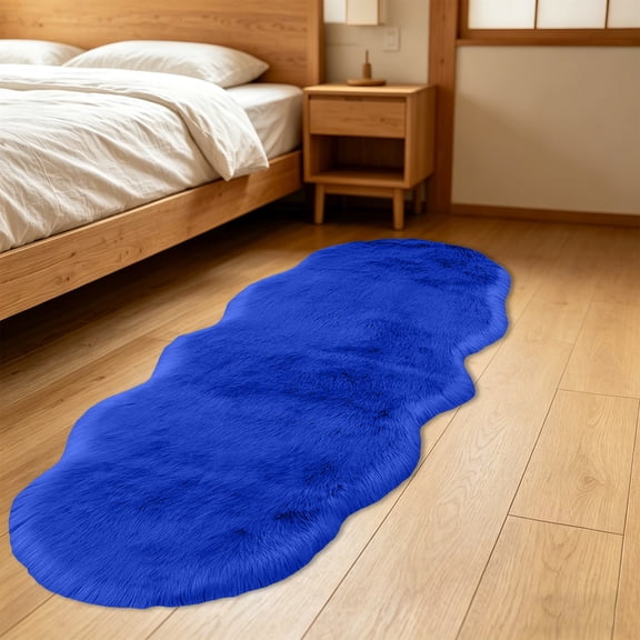 Xecvkr Bedroom Rug Extra Long Soft Absorbent Washable Non Slip Runner Thick Velvet Mat Comfortable Water Absorption Carpet for Bedroom Living Room Bath Home Decor Blue