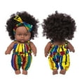 thumbnail image 1 of Xecvkr Black Vinyl Baby Doll Realistic Curly Hair 8 Inch Soft Body Lifelike Toy Companion Art Collection Kids Photography Prop Washable Clothes Removable Nails, 1 of 5