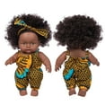 thumbnail image 1 of Xecvkr Black Vinyl Baby Doll Realistic Curly Hair 8 Inch Soft Body Lifelike Toy Companion Art Collection Kids Photography Prop Washable Clothes Removable Nails, 1 of 3