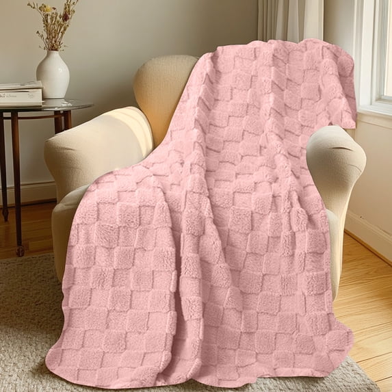 Xecvkr Blanket for Bed Fleece Blanket Air Conditioning Nap Milk Towelling Lightweight Cozy Flannel Gift Multi Seasonal Blanket Pink