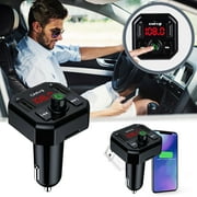 Xecvkr Bluetooth Car MP3 FM Transmitter Hands-Free Receiver USB SD Adapter 12-24V Plug LED Display Digital Devices Portable Vehicle Audio for SUV Truck Car 1 Piece Black