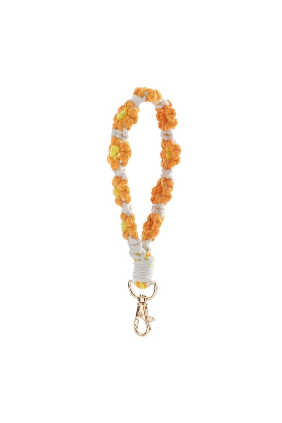 Bohemian Hand Woven Flower Keychain Clashing Color Bracelet Pendant Phone Chain DIY Craft Gift for Women