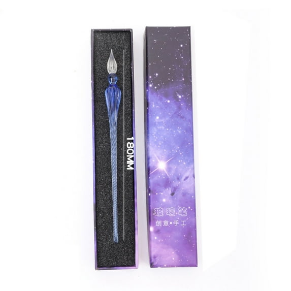 Xecvkr Calligraphy Glass Dip Pen Ink Set Borosilicate Crystal Handcrafted Colorful Pattern Leak Proof Artistic Writing Drawing Wedding Birthday Gift 1set