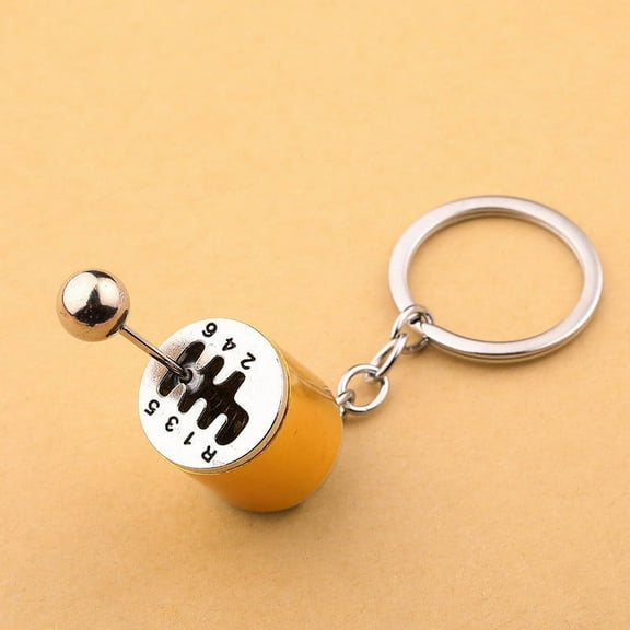 Xecvkr Car Gear Keychain Metal Six-Speed Shift Lever Pendant Unique Fingertip toy Relieves Anxiety Durable Portable Car Modification Accessory 1pc 1.96x1.18in