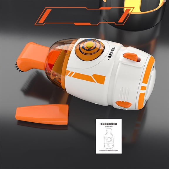 Xecvkr Car Vacuum Cleaner Portable Desktop Vacuum Cleaner Handheld USB Charging Night Light Mini Keyboard Dust Removal Brush Nozzle Strong Suction Office Car Home 1 Set Orange
