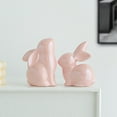 thumbnail image 1 of Xecvkr Ceramic Rabbit Ornaments Cute Living Room Decor Desktop Bookcase Study TV Cabinet Home Office Bedroom Birthday Valentine’s Easter Holiday Gift Friends Family Set of 2 Pink, 1 of 5
