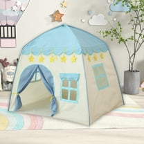 Xecvkr Children's Play Tent Indoor Outdoor Kids Fort with Carry Bag Flower House Princess Castle for Camping Playroom 130x100x130cm Blue Pink