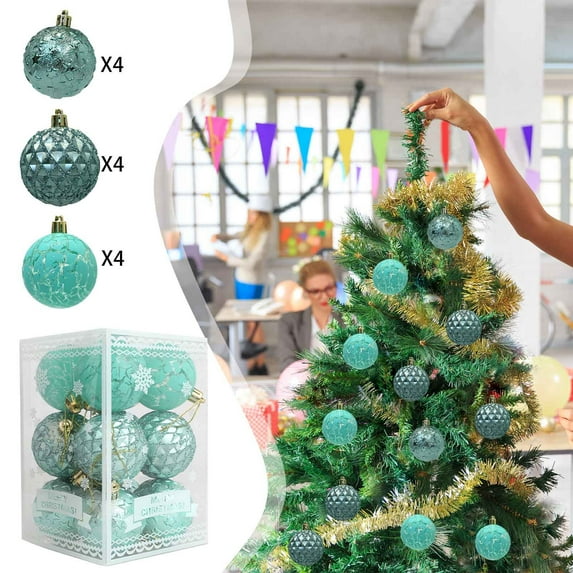 Xecvkr Christmas Ball Ornament Set 12pcs Painted Hanging Tree Decoration Red Silver Orange Green Blue Plastic 2.36in