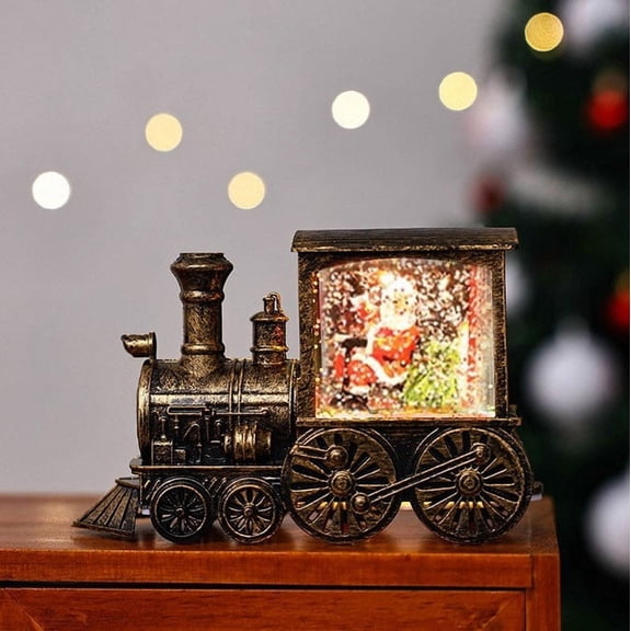 Xecvkr Christmas Decoration Santa Waterflood Painted Small Train Night Light Table Ornament Cute Holiday Gift 30ml No Battery 1 Piece