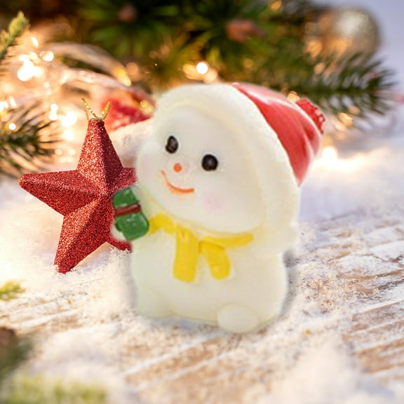 Xecvkr Christmas Doll Resin Landscape Snow Scene Little Snowman Tabletop Figurine Holiday Festive Party Decor Red 1.33x1.1in 1pc