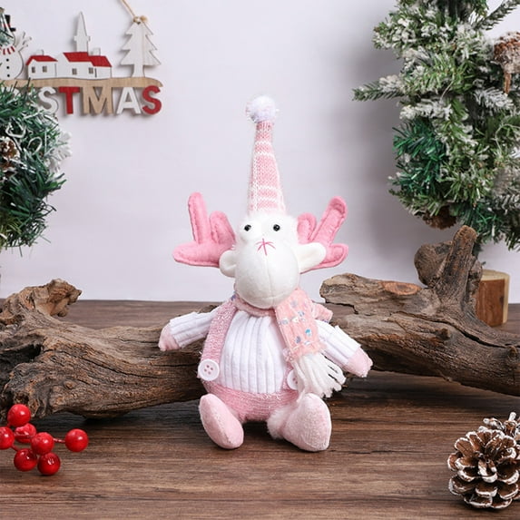 Xecvkr Christmas Doll Santa Claus Snowman Glitter Soft Plush Toy Pink Festive Window Display Ornament Multi Functional Gift 7.08in 1pc