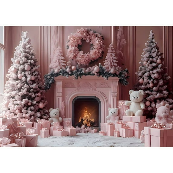 Xecvkr Christmas Door Frame Background Cloth Hanging Photography Party Seamless Washable Ironable Digital Printing 59x70.8in Lifelike Photo Backdrop Indoor Decor 1 Pack