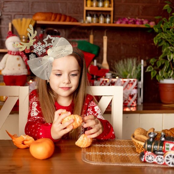 Xecvkr Christmas Hair Band Kids Antler Clip Holiday Party Headband Dress Up Gift Accessory Red Green Plastic 7.87in 1pc