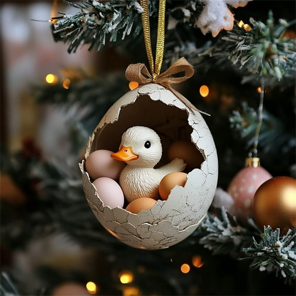 Xecvkr Christmas Happy Farm Egg Ornament Kids Animal Duck Dinosaur Snake Tree Pendant Festive Gift Holiday Family Party Decor 0.4in 1pc
