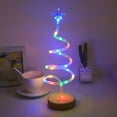 thumbnail image 1 of Xecvkr Christmas Helical Tree Light Volution LED Tabletop Mini Spiral Shape Wooden Base Battery Powered Warm White Multicolor Star Top Home Holiday Decor 13.8x4.7in 1 Piece, 1 of 6