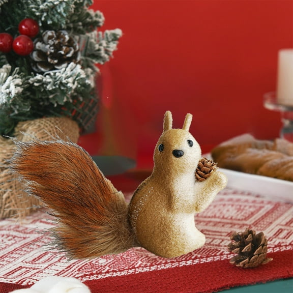 Xecvkr Christmas Large Squirrel Ornament Foam Hanging Animal Realistic Forest Pinecone Tree Decor Lifelike Soft Tail Holiday House School Gift 12.6x5.9in 1 Piece