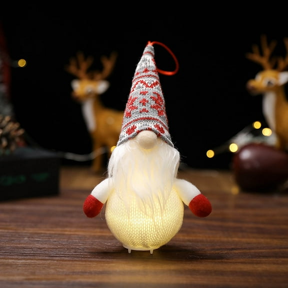 Xecvkr Christmas Luminous Doll Handmade Soft Cotton Ornament Beard Glow LED Witch Hat Sturdy Decorative Family Friendship Birthday Warm Joyful Tree Present 8x12.5cm 1pc