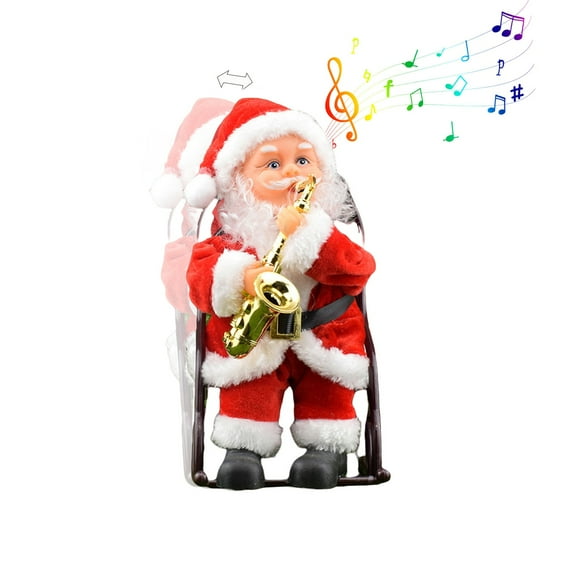 Xecvkr Christmas Musical Santa Claus Dancing Figure ABS Battery Operated Red Animated Statue Table Party Holiday Gift 11.22in 1pc